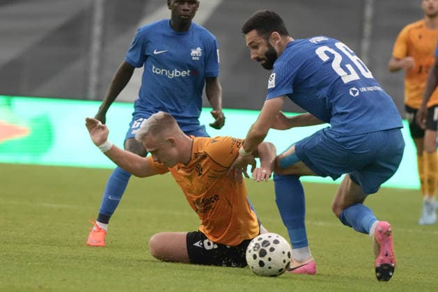 August 13, 2026, Riga, Latvia: Filip Zorvan of Jablonec and Stefan Panic of RFS in action during the UEFA Europa Conference League third qualifying round game between LatviaÃ¢â‚¬â ¢s FK RFS and Czech Republic Jablonec FC teams in Riga, Latvia 13.08.2026. Latvia Sports - August 13, 2026  - ZUMAk209 20260813_zsp_k209_026 Copyright: xRomansxKoksarovx
