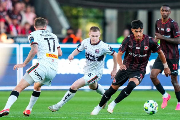 UEFA Europa Conference League Third Qualifying Round Second Leg, MCH Arena, Denmark 13 8 2026 FC Midtjylland vs Bohemians Midtjylland™s Dario Osorio is pursued by Bohemians™ Ross Tierney Dario Osorio is pursued by Ross Tierney 13 8 2026  Copyright: xx 20260813-194518-L-2
