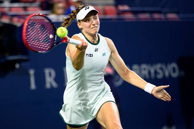 August 13, 2026, Toronto, Ontario, Canada: ELENA RYBAKINA of Kazakhstan returns the ball during her semifinal match against Coco Gauff of the United States at the National Bank Open, part of the Hologic WTA, Tennis Damen Tour at Sobeys Stadium. Rybakina defeated Gauff 5-7, 6-2, 6-2 to advance to the final. Toronto Canada - ZUMAr228 20260813_znp_r228_004 Copyright: xVasiliyxRyabykhx