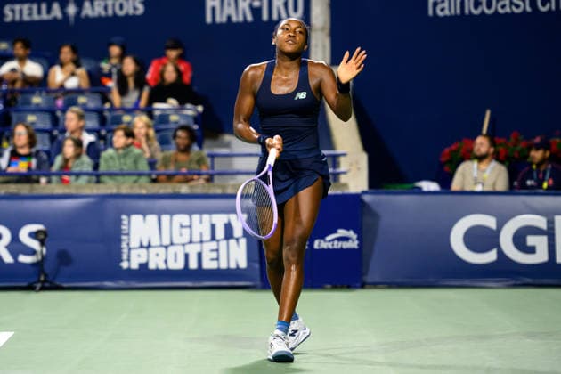 August 13, 2026, Toronto, Ontario, Canada: COCO GAUFF of the United States is seen during her semifinal match against Elena Rybakina of Kazakhstan at the National Bank Open, part of the Hologic WTA, Tennis Damen Tour at Sobeys Stadium. Toronto Canada - ZUMAr228 20260813_znp_r228_012 Copyright: xVasiliyxRyabykhx