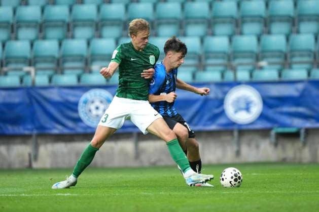 ESP: Flora Tallinn v Inter Escaldes Domi Berlanga of inter and Airon Kollo of Flora during UEFA Conference League Q3 between Flora Tallinn v Inter Escaldes played at A. Le Coq Arena, Tallin on August 13, 2026 in Estonia Copyright: xAgenciaxLOFx