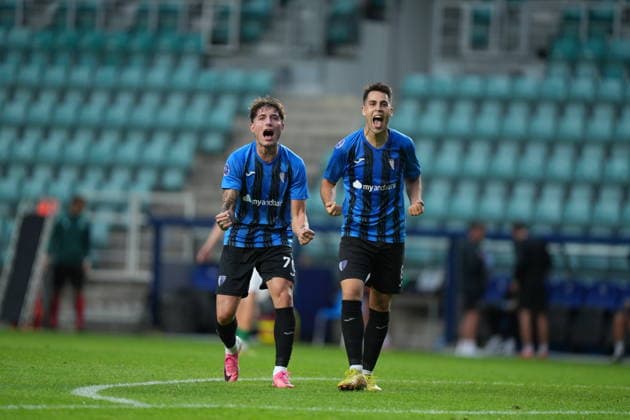 ESP: Flora Tallinn v Inter Escaldes David Lopez of inter and Borja Arellano celebrating during UEFA Conference League Q3 between Flora Tallinn v Inter Escaldes played at A. Le Coq Arena, Tallin on August 13, 2026 in Estonia Copyright: xAgenciaxLOFx