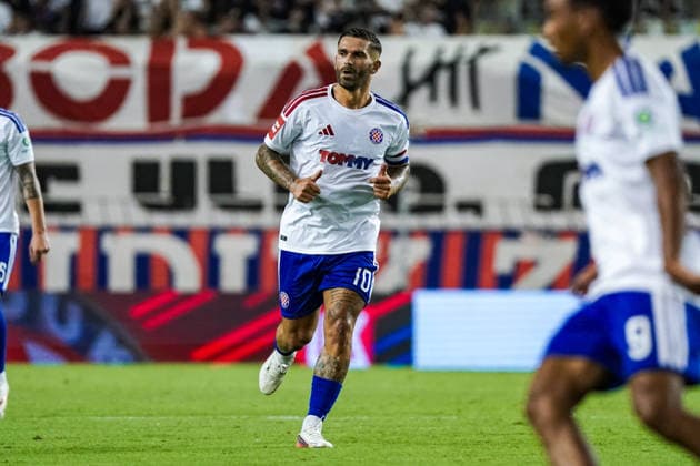 Fussball: Kroatien: UEFA Conference League Qualifikation 2026 2027 - 3. Runde, 13.08.2026 - HNK Hajduk Split (Kroatien) vs. FK Zalgiris Vilnius (Litauen) - Stadion Poljud (Split, Kroatien); Marko Livaja (Hajduk Split) Copyright: xLUKAxKOLANOVICx