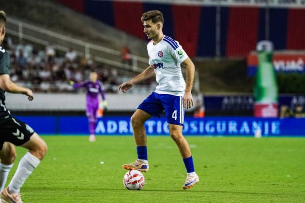 Fussball: Kroatien: UEFA Conference League Qualifikation 2026 2027 - 3. Runde, 13.08.2026 - HNK Hajduk Split (Kroatien) vs. FK Zalgiris Vilnius (Litauen) - Stadion Poljud (Split, Kroatien); Adrion Pajaziti (Hajduk Split) Copyright: xLUKAxKOLANOVICx