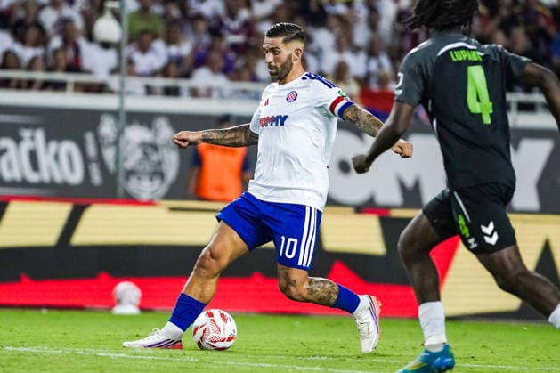 Fussball: Kroatien: UEFA Conference League Qualifikation 2026 2027 - 3. Runde, 13.08.2026 - HNK Hajduk Split (Kroatien) vs. FK Zalgiris Vilnius (Litauen) - Stadion Poljud (Split, Kroatien); Marko Livaja (Hajduk Split) Copyright: xLUKAxKOLANOVICx