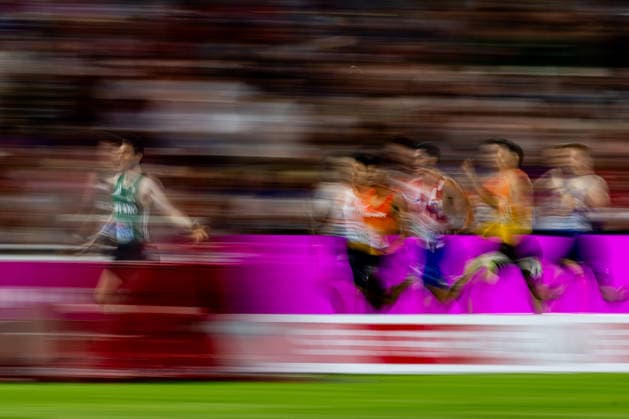 260813 Mark English of Ireland celebrates when crossing the finish in men s 800 meter during day 4 of the 2026 European Athletics Championships on August 13, 2026 in Birmingham. Photo: Mathias Bergeld BILDBYRAN kod MB MT1068 friidrott athletics friidrett friidrotts-em em friidretts-em 2026 european athletics championships 4 bbeng Copyright: MATHIASxBERGELD BB260813MB151