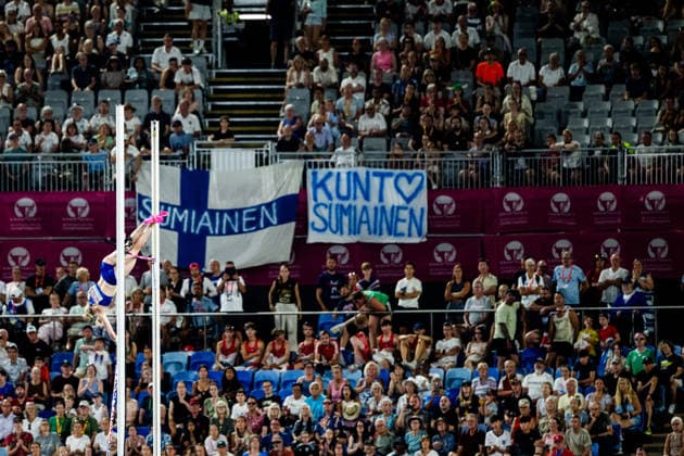 260813 Wilma Heltelä of Finaland competes in women™s pole vault final during day 4 of the 2026 European Athletics Championships on August 13, 2026 in Birmingham. Photo: Mathias Bergeld BILDBYRAN kod MB MT1068 friidrott athletics friidrett friidrotts-em em friidretts-em 2026 european athletics championships 4 bbeng Copyright: MATHIASxBERGELD BB260813MB170