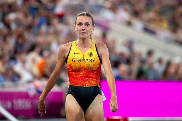 13.08.2026, GBR, Leichtathletik, Europameisterschaft 2026, Abendsession Tag 4, Birmingham Lea Meyer ( Deutschland ) im Ziel, 3000 Meter Hindernislauf Damen, Finale Birmingham Alexander Stadium England Großbritannien Copyright: xNordphoto Memmlerx