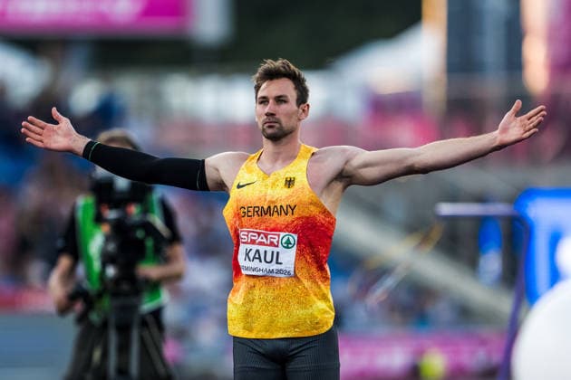 European Athletics Championships; Birmingham, 13.08.2026 BIRMINGHAM, UNITED KINGDOM - AUGUST 13: Niklas Kaul (GER - Germany) celebrates in the javelin throw of the mens decathlon at the European Athletics Championships; Birmingham on August 13, 2026 in Birmingham, United Kingdom. Copyright: xBEAUTIFULxSPORTS UlfxSchillerx