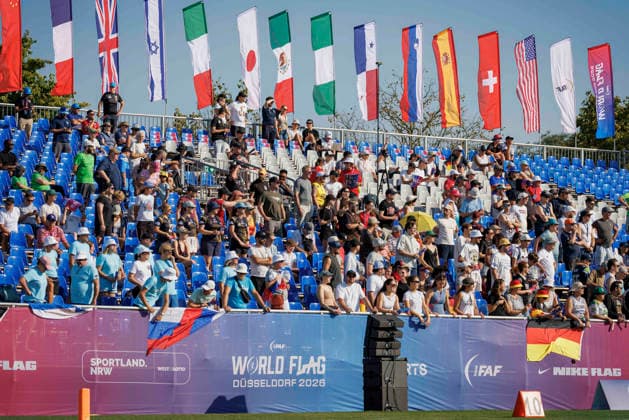 Germany (GER) vs. Slovenia (SLO), Day 2 Women at IFAF Flag Football Championships Düsseldorf 2026, 14.08.2026 Duesseldorf, Germany - Aug. 14, 2026: audience during the match between Germany (GER) vs. Slovenia (SLO) on the second day of the Women IFAF Flag Football World Championships at the Bezirkssportanlage Duesseldorf Garath Copyright: xBEAUTIFULxSPORTS B.Hoffmannx