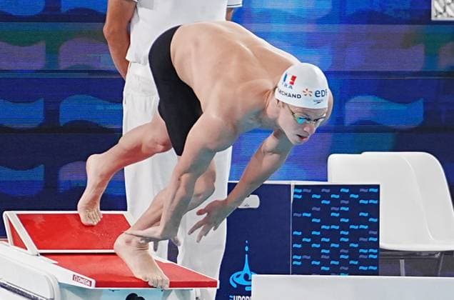 14 Aout European Aquatics Championships Paris 2026 Laurent Lairys MAXPPP - Marchand Leon of France During Heats 200 M Butterfly Men at the European Swimming Championships at the Greater Paris Metropolis Olympic Aquatics Centre in Paris (France) on August 14, 2026.Credit Laurent Lairys paris FRANCE  Copyright: xMAXPPPxLaurentxLairysx LLR202608146781 LLR202608146781