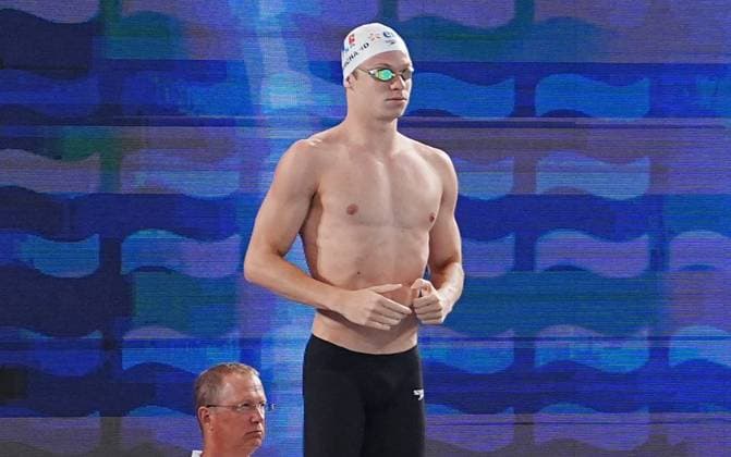 14 Aout European Aquatics Championships Paris 2026 Laurent Lairys MAXPPP - Marchand Leon of France During Heats 200 M Butterfly Men at the European Swimming Championships at the Greater Paris Metropolis Olympic Aquatics Centre in Paris (France) on August 14, 2026.Credit Laurent Lairys paris FRANCE  Copyright: xMAXPPPxLaurentxLairysx LLR202608146782 LLR202608146782