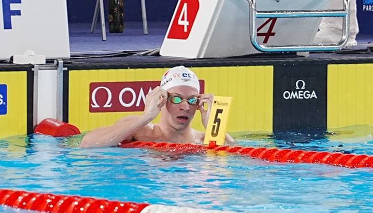 14 Aout European Aquatics Championships Paris 2026 Laurent Lairys MAXPPP - Marchand Leon of France During Heats 200 M Butterfly Men at the European Swimming Championships at the Greater Paris Metropolis Olympic Aquatics Centre in Paris (France) on August 14, 2026.Credit Laurent Lairys paris FRANCE  Copyright: xMAXPPPxLaurentxLairysx LLR202608146785 LLR202608146785