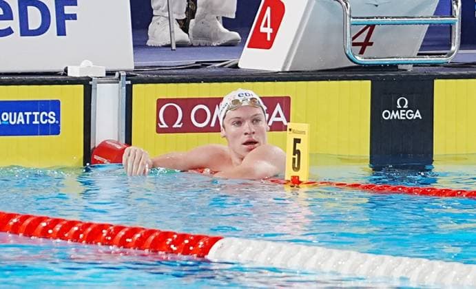 14 Aout European Aquatics Championships Paris 2026 Laurent Lairys MAXPPP - Marchand Leon of France During Heats 200 M Butterfly Men at the European Swimming Championships at the Greater Paris Metropolis Olympic Aquatics Centre in Paris (France) on August 14, 2026.Credit Laurent Lairys paris FRANCE  Copyright: xMAXPPPxLaurentxLairysx LLR202608146788 LLR202608146788