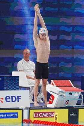 14 Aout European Aquatics Championships Paris 2026 Laurent Lairys MAXPPP - Marchand Leon of France During Heats 200 M Butterfly Men at the European Swimming Championships at the Greater Paris Metropolis Olympic Aquatics Centre in Paris (France) on August 14, 2026.Credit Laurent Lairys paris FRANCE  Copyright: xMAXPPPxLaurentxLairysx LLR202608146789 LLR202608146789