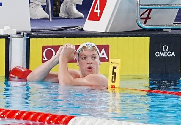 14 Aout European Aquatics Championships Paris 2026 Laurent Lairys MAXPPP - Marchand Leon of France During Heats 200 M Butterfly Men at the European Swimming Championships at the Greater Paris Metropolis Olympic Aquatics Centre in Paris (France) on August 14, 2026.Credit Laurent Lairys paris FRANCE  Copyright: xMAXPPPxLaurentxLairysx LLR202608146792 LLR202608146792