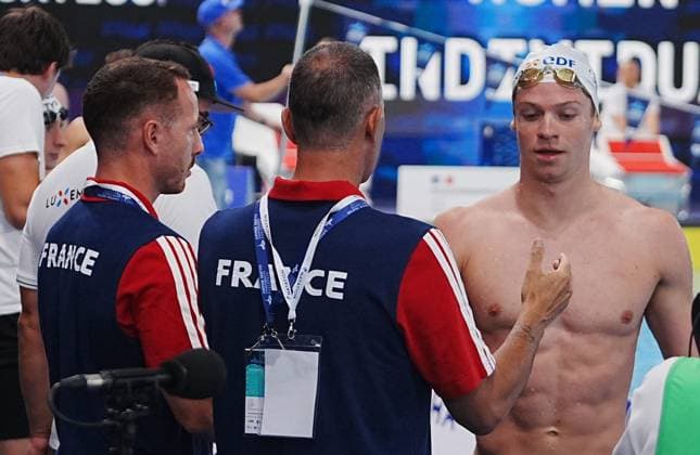14 Aout European Aquatics Championships Paris 2026 Laurent Lairys MAXPPP - Marchand Leon of France During Heats 200 M Butterfly Men at the European Swimming Championships at the Greater Paris Metropolis Olympic Aquatics Centre in Paris (France) on August 14, 2026.Credit Laurent Lairys paris FRANCE  Copyright: xMAXPPPxLaurentxLairysx LLR202608146794 LLR202608146794