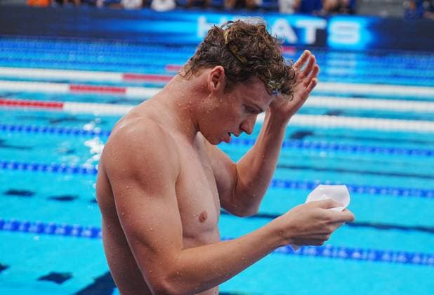 14 Aout European Aquatics Championships Paris 2026 Laurent Lairys MAXPPP - Marchand Leon of France During Heats 200 M Butterfly Men at the European Swimming Championships at the Greater Paris Metropolis Olympic Aquatics Centre in Paris (France) on August 14, 2026.Credit Laurent Lairys paris FRANCE  Copyright: xMAXPPPxLaurentxLairysx LLR202608146797 LLR202608146797