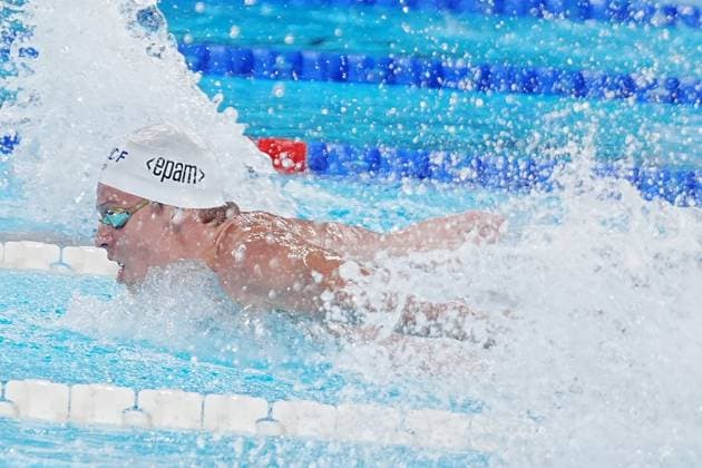 14 Aout European Aquatics Championships Paris 2026 Laurent Lairys MAXPPP - Marchand Leon of France During Heats 200 M Butterfly Men at the European Swimming Championships at the Greater Paris Metropolis Olympic Aquatics Centre in Paris (France) on August 14, 2026.Credit Laurent Lairys paris FRANCE  Copyright: xMAXPPPxLaurentxLairysx LLR202608146798 LLR202608146798