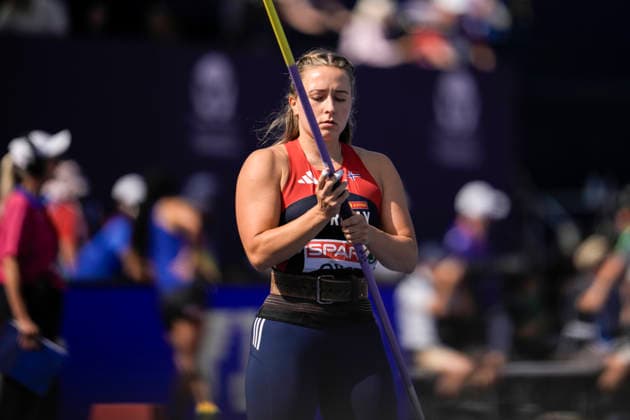 2026 European Athletics Outdoor Championships, Day 5, Birmingham, England, August 14, 2026. Marie Therese Obst in the women’s javelin qualifying round during the 2026 European Athletics Championships at Alexander Stadium in Birmingham on Friday. Photo: Beate Oma Dahle, NTB, Birmingham, England. EDITORIAL USE ONLY. RESTRICTED USE FOR BETTING COMPANIES.  Copyright: xBeatexOmaxDahlex xNTBx