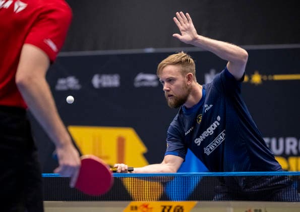 Sport Bilder des Tages MALMÖ 2026-08-14 Sweden s Elias Ranefur against Tomislav Pucar from Croatia in the quarterfinals of the men s singles at the Europe Smash Sweden 2026 Table tennis, Tischtennis tournament at Baltiska Hallen in S Malmö, Sweden, on August 14, 2026. MALMÖ SWEDEN x50090x