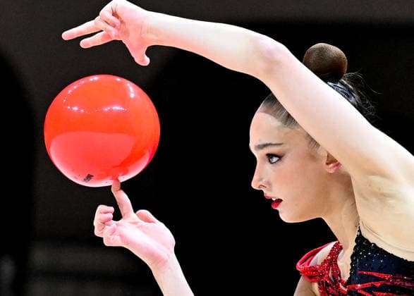 14.08.2026, xhbx, Rhythmische Sportgymnastik Weltmeisterschaft 2026, v.l. Daniela Munits (Israel) Ball (DFL DFB REGULATIONS PROHIBIT ANY USE OF PHOTOGRAPHS as IMAGE SEQUENCES and or QUASI-VIDEO) Frankfurt am Main