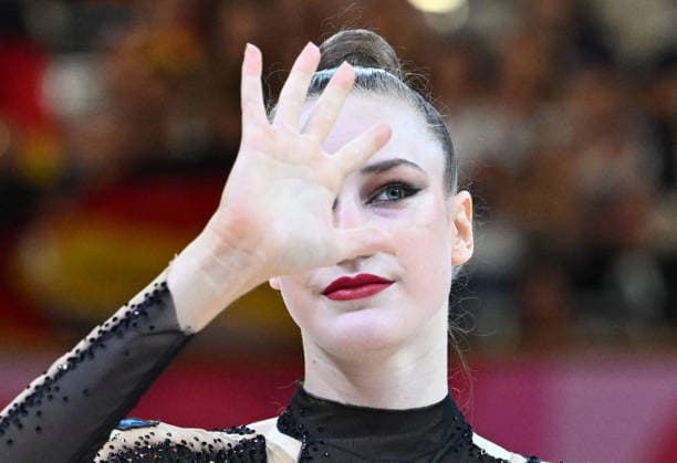 14.08.2026, xhbx, Rhythmische Sportgymnastik Weltmeisterschaft 2026, v.l. Darja Varfolomeev (Deutschland) Keulen (DFL DFB REGULATIONS PROHIBIT ANY USE OF PHOTOGRAPHS as IMAGE SEQUENCES and or QUASI-VIDEO) Frankfurt am Main