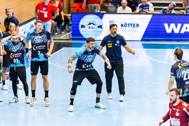 14.08.2026, GER, Handball, Maenner, Saison 26 27, Wartburg-Cup presented by Koetter Security, ThSV Eisenach - SG Flensburg-Handewitt Justin Kurch (ThSV Eisenach,52) 99817 Eisenach Werner-Assmann-Halle Am Sportp Thueringen Deutschland