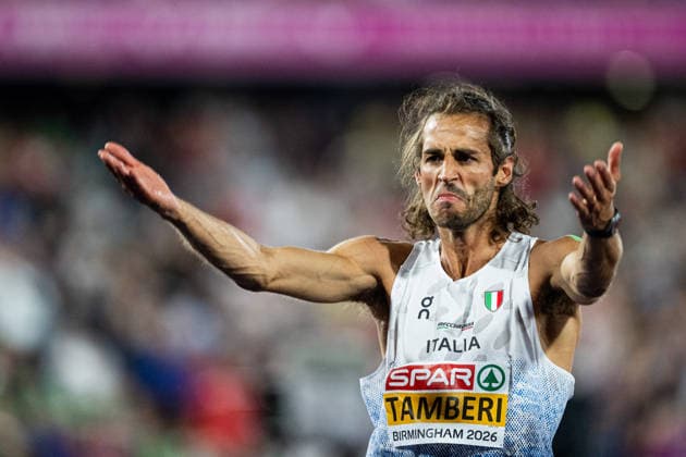 260814 Gianmarco Tamberi celebrates after men s high jump final during day 5 of the 2026 European Athletics Championships on August 14, 2026 in Birmingham. Photo: Mathias Bergeld BILDBYRAN kod MB MT1070 friidrott athletics friidrett friidrotts-em em friidretts-em 2026 european athletics championships day 5 bbeng jubel Copyright: MATHIASxBERGELD BB260814MB134