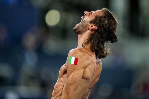 260814 Gianmarco Tamberi celebrates after men s high jump final during day 5 of the 2026 European Athletics Championships on August 14, 2026 in Birmingham. Photo: Mathias Bergeld BILDBYRAN kod MB MT1070 friidrott athletics friidrett friidrotts-em em friidretts-em 2026 european athletics championships day 5 bbeng jubel Copyright: MATHIASxBERGELD BB260814MB136