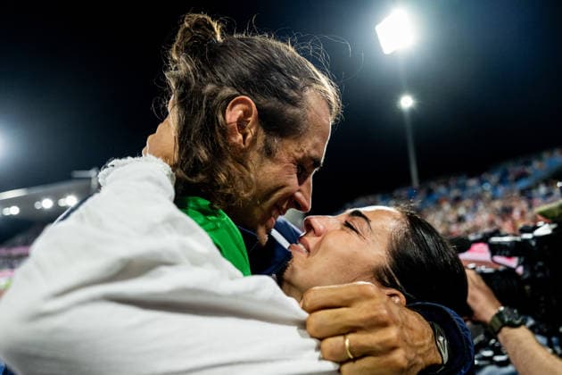 260814 Gianmarco Tamberi of Italy celebrates with his girlfriend after men s high jump final during day 5 of the 2026 European Athletics Championships on August 14, 2026 in Birmingham. Photo: Mathias Bergeld BILDBYRAN kod MB MT1070 friidrott athletics friidrett friidrotts-em em friidretts-em 2026 european athletics championships day 5 bbeng Copyright: MATHIASxBERGELD BB260814MB151