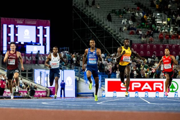 260814 Owen Ansah of Germany wins men s 200 meter final during day 5 of the 2026 European Athletics Championships on August 14, 2026 in Birmingham. Photo: Maxim Thore BILDBYRAN kod MT MT1070 friidrott athletics friidrett friidrotts-em em friidretts-em 2026 european athletics championships day 5 bbeng Copyright: MAXIMxTHORE BB260814MT100