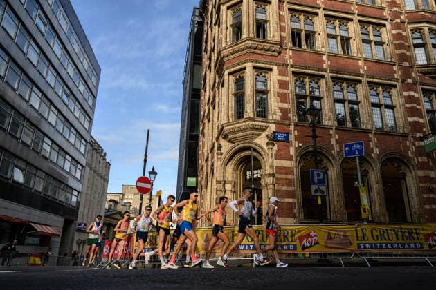 260815 Perseus Karlström of Sweden competes in men s half marathon race walk during day 6 of the 2026 European Athletics Championships on August 15, 2026 in Birmingham. Photo: Mathias Bergeld BILDBYRAN kod MB MT1071 friidrott athletics friidrett friidrotts-em em friidretts-em 2026 european athletics championships day 6 bbengc kappgang race walk gang Copyright: MATHIASxBERGELD BB260815MB004