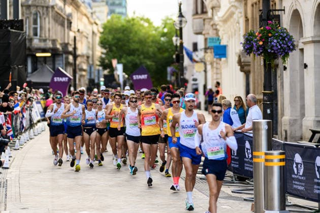 260815 Perseus Karlström of Sweden competes in men s half marathon race walk during day 6 of the 2026 European Athletics Championships on August 15, 2026 in Birmingham. Photo: Mathias Bergeld BILDBYRAN kod MB MT1071 friidrott athletics friidrett friidrotts-em em friidretts-em 2026 european athletics championships day 6 bbengc kappgang race walk gang Copyright: MATHIASxBERGELD BB260815MB009