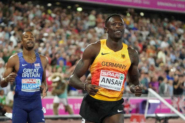 Birmingham , Leichtathletik, Athletics, Track and Field, EAA, Leichtathletik EM Birmingham 2026 European Championships birmingham 2026 , 10.08-17.08.2026, Alexander Stadium Birmingham, Grossbritannien , 200m Männer, 200m Men, Final Eseosa Fostine Desalu, Italien Italy, Zharnel Hughes , Grossbritannien , Owen Ansah Deutschland, Germany GER Copyright Gladys Chai von der Laage
