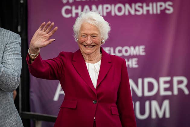 RECORD DATE NOT STATED 14th August 2026; Alexander Stadium, Birmingham, Midlands, England; 2026 European Athletics Championships, Day Five; Former Olympic Pentathlon champion Dame Mary Peters GodfreyxPitt