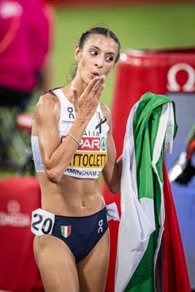 RECORD DATE NOT STATED 14th August 2026; Alexander Stadium, Birmingham, Midlands, England; 2026 European Athletics Championships, Day Five; Nadia Battocletti (ITA) celebrates winning gold in the womens 10000m final GodfreyxPitt