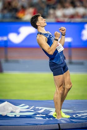 RECORD DATE NOT STATED 14th August 2026; Alexander Stadium, Birmingham, Midlands, England; 2026 European Athletics Championships, Day Five; Joel Clarke-Khan (GBR) competes in the mens high jump GodfreyxPitt