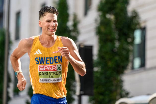 260815 Perseus Karlström of Sweden competes in men s marathon race walk during day 6 of the 2026 European Athletics Championships on August 15, 2026 in Birmingham. Photo: Maxim Thore BILDBYRAN kod MT MT1071 friidrott athletics friidrett friidrotts-em em friidretts-em 2026 european athletics championships day 6 bbeng sweden sverige kappgang race walk gang Copyright: MAXIMxTHORE BB260815MT003