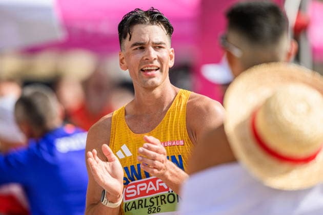 260815 Perseus Karlström of Sweden after fourth place in men s marathon race walk during day 6 of the 2026 European Athletics Championships on August 15, 2026 in Birmingham. Photo: Maxim Thore BILDBYRAN kod MT MT1071 friidrott athletics friidrett friidrotts-em em friidretts-em 2026 european athletics championships day 6 bbeng sweden sverige kappgang race walk gang Copyright: MAXIMxTHORE BB260815MT006