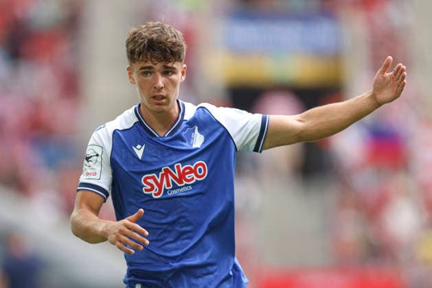 Matthew Moore (TSG Hoffenheim II) gestikuliert, Gestik waehrend des Spiels der 3. Liga zwischen Fortuna Duesseldorf und TSG 1899 Hoffenheim II, Merkur Spiel-Arena am 15. August 2026 in Duesseldorf, Deutschland. (Foto von Oliver Kaelke DeFodi Images) +++ Matthew Moore (TSG Hoffenheim II) gestures during the 3. Liga match between Fortuna Duesseldorf and TSG 1899 Hoffenheim II at Merkur Spiel-Arena on August 15, 2026 in Dusseldorf, Germany. (Photo by Oliver Kaelke DeFodi Images) DFB DFL REGULATIONS PROHIBIT ANY USE OF PHOTOGRAPHS AS IMAGE SEQUENCES AND OR QUASI-VIDEO. (Photo by Oliver Kaelke DeFodi Images) -