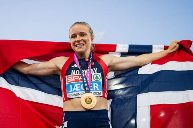 260815 Henriette Jaeger of Norway celebrates after women™s 400 meter final during day 6 of the 2026 European Athletics Championships on August 15, 2026 in Birmingham. Photo: Mathias Bergeld BILDBYRAN kod MB MT1071 friidrott athletics friidrett friidrotts-em em friidretts-em 2026 european athletics championships day 6 bbeng jubel Copyright: MATHIASxBERGELD BB260815MB115