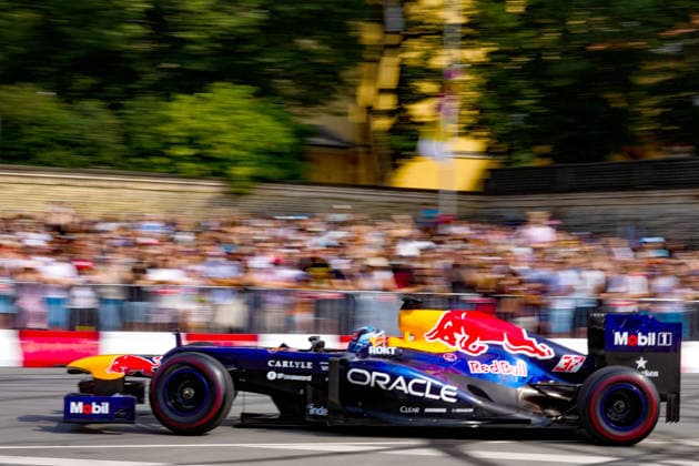 August 15, 2026, RÄÂ«Ga, Latvija: PATRICK FRIESACHER, a former Formula 1 driver, drives the Red Bull RB8 through the streets of Riga as part of the Red Bull Showrun in Riga, Latvia, August 15, 2026. Red Bull Showrun In Riga, Latvia  - ZUMAp305 20260815_zip_p305_009 Copyright: xEdijsxPalensx