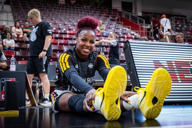 Basketball Ludwigsburg 15.08.2026 DBB Frauen Nationalmannschaft 2026 Testspiel Deutschland (GER) vs Spanien (ESP) Alexis Peterson-Smalls (Deutschland, No.01) Peterson