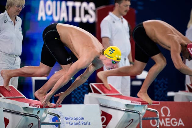 260816 Victor Sandrup of Sweden competes in men™s 400 meters freestyle swimming heats during day 17 of the 2026 European Aquatics Championships on August 16, 2026 in Saint-Denis. Photo: Joel Marklund BILDBYRAN kod JM JM0845 bbeng simning swimming svomming 2026 european aquatics championships em Sverige Sweden Copyright: JOELxMARKLUND BB260816JM018