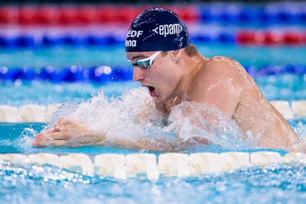 260816 Oliver Munn of Sweden competes in men™s 4x100 meters medley swimming relay heats during day 17 of the 2026 European Aquatics Championships on August 16, 2026 in Saint-Denis. Photo: Joel Marklund BILDBYRAN kod JM JM0845 bbeng simning swimming svomming 2026 european aquatics championships em Sverige Sweden Copyright: JOELxMARKLUND BB260816JM030