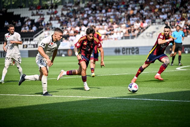LUGANO, SWITZERLAND - AUGUST 16: Mattia Zanotti of Lugano L) in action during the Swiss Cup match between Vedeggio Calcio and FC Lugano at AIL Arena on August 16, 2026 in Lugano, Switzerland. Lugano AIL Arena Ticino Switzerland Copyright: xJustPictures.ch AndreaxBrancax jp-en-EuSpIm-AB_16082026_3884