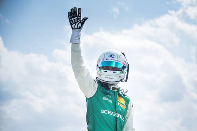 Sport Bilder des Tages 16.08.2026, GER, Motorsport, ADAC DTM, Saison 2026, Nürburgring Marco Wittmann ( Deutschland, Schubert Motorsport, BMW M4 GT3 Evo, 11 ) jubelt im Parc Ferme über den Sieg beim Sonntagsrennen DTM am NuÌˆrburgring Nürburg Nürburgring Rheinland-Pfalz Deutschland Copyright: xnordphotoxGmbHx xKnabx