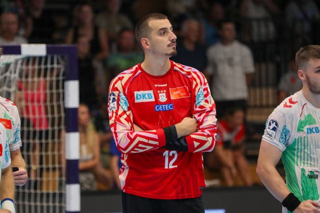 16.08.2026, xgox, Handball - Wartburg Cup SC Magdeburg - SG Flensburg-Handewitt emspor, v.l. Matej Mandic (Magdeburg, 12) enttaeuscht, schaut enttaeuscht, niedergeschlagen, disappointed Eisenach