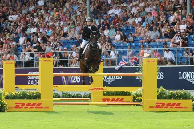 1. Platz, Weltmeister Michael Jung (GER, Deutschland, Germany) mit Pferd fischerChipmunk FRH, Chipmunk FRH , Vielseitigkeit , FEI Eventing World Championship, WM, Weltmeisterschaft , DHL-Preis, Einzel Mannschaft, AACHEN - FEI World Championships 2026, Weltfest des Pferdesports, Reitsport Weltmeisterschaft 2026, Aachen 2026, Welcome Home 2026, Aachener Soers, 11. bis 23. August 2026, Reitsport, 16.08.2026, Aachen Aachener Soers Deutschland